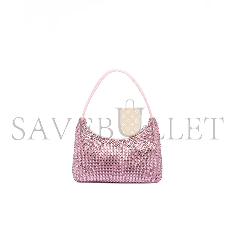 PRADA RE-EDITION SATIN MINI-BAG WITH CRYSTALS 1BC515 (22*17*6cm)